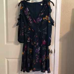 Blue Rain Shoulder Cut-Out Dress